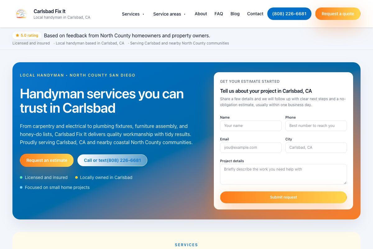 Carlsbad Fix It website
