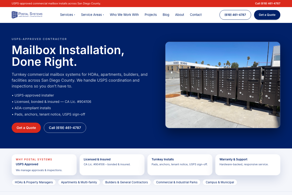 Postal Systems website